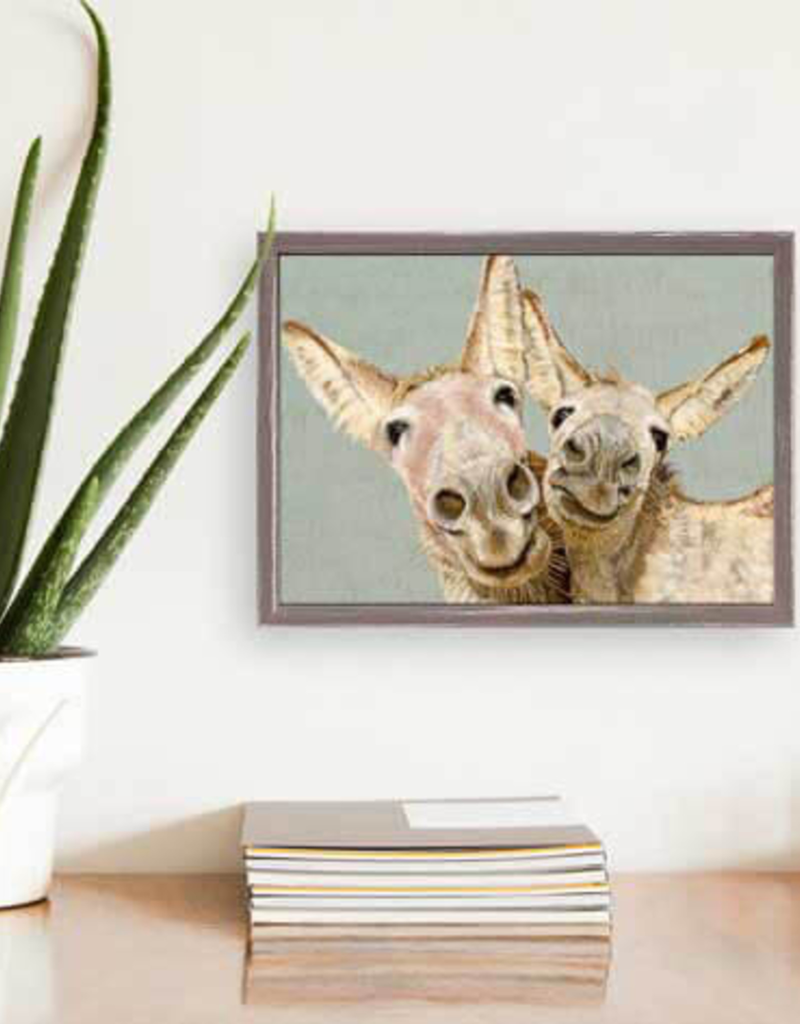 Greenbox Art Los Dos Donkeys- Green Mini Framed Canvas