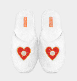 Spa Sister Chenille Embroidered Slippers  Heart