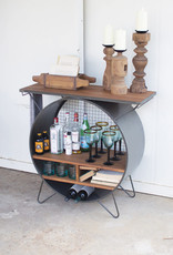 Kalalou Round Metal Cubby Console With Slatted Wood Top