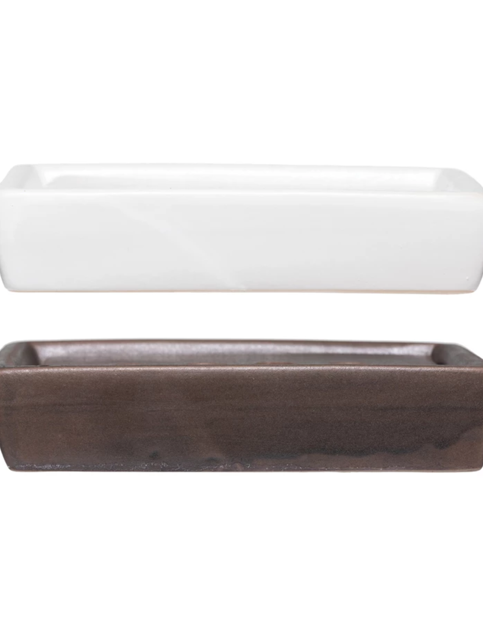 Creative Co-Op Stoneware Soap Dishes with Removable Trays