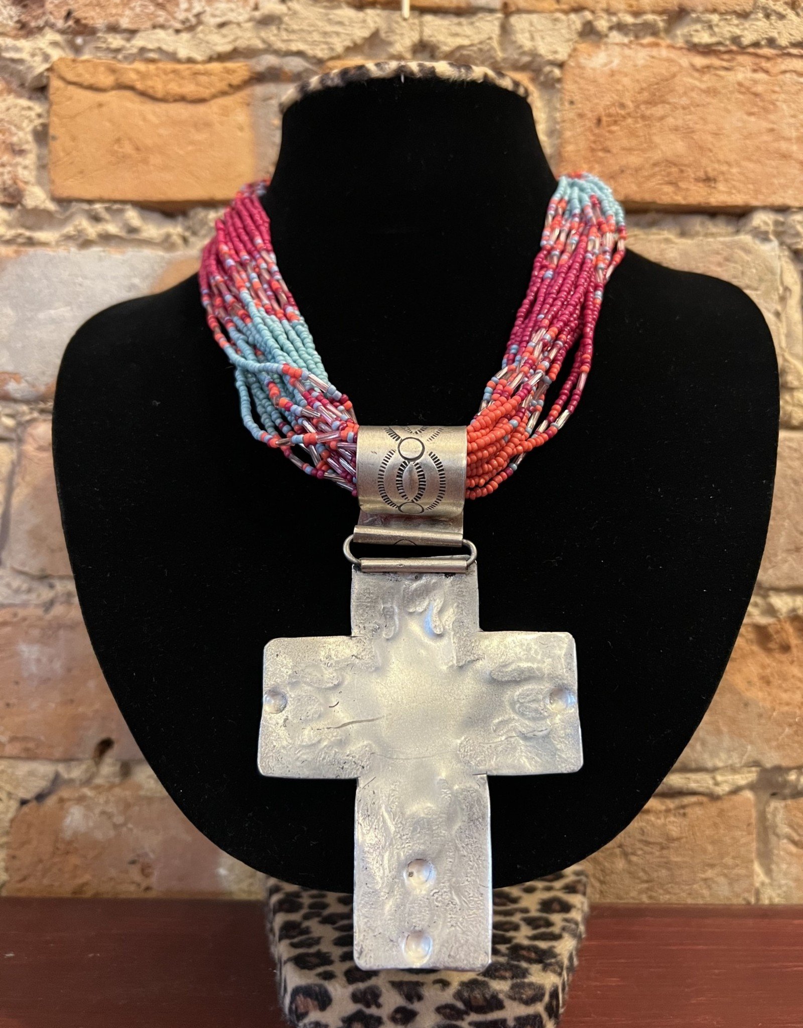 La Cross Multi Color Beaded Necklace