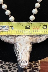Cream Pearls with Cow Skull