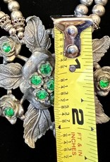 Vintage Green Flower w/ Green/Silver Necklace