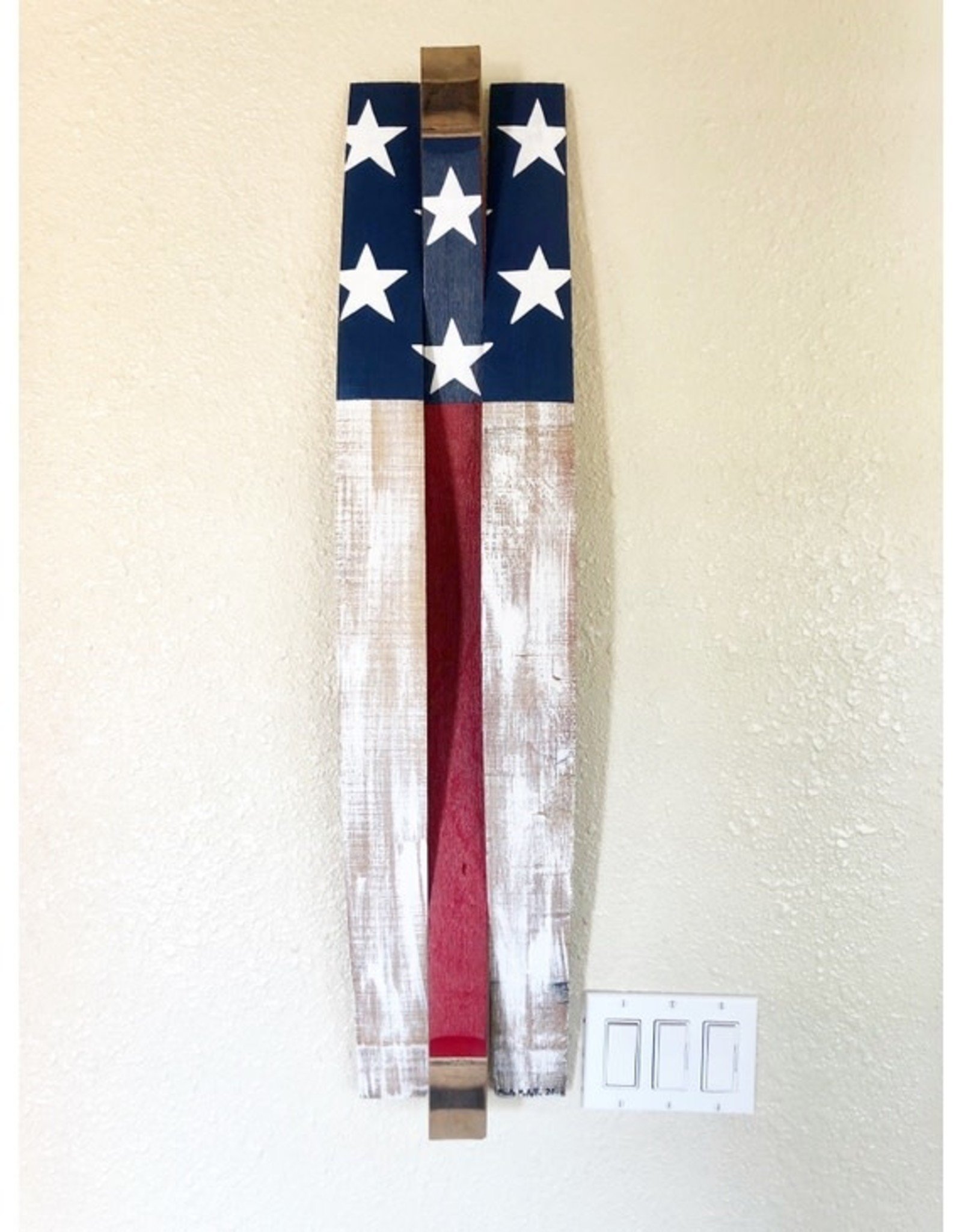 Martellas Custom Wine Barrel Art Vertical American Barrel Stave American Flag