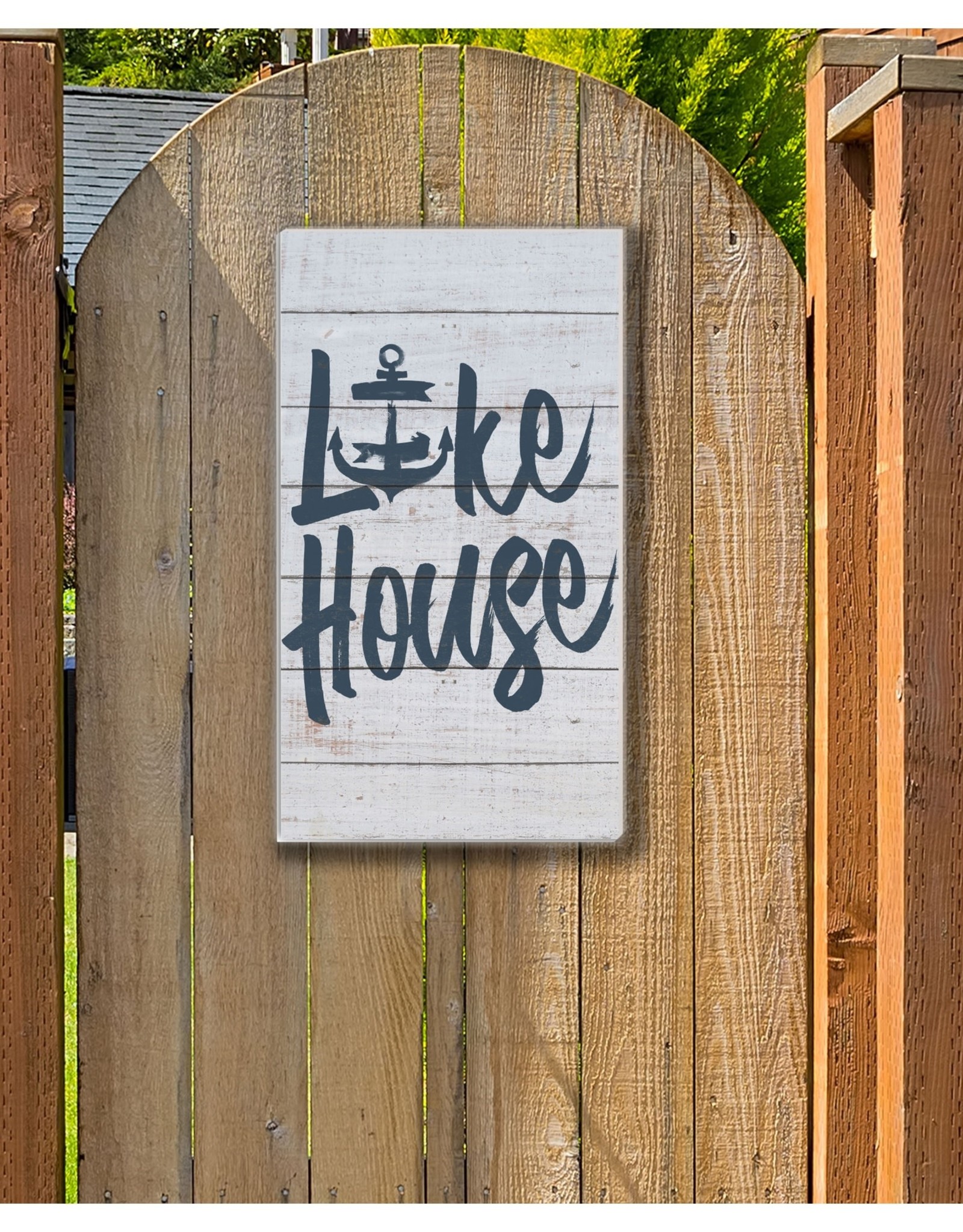 Kinderd Hearts Lake House Whitewash Indoor Outdoor Sign