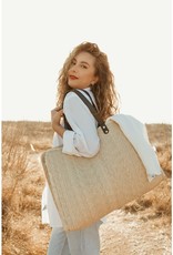 LEAH Luna Oversized Straw Tote With Leather Handles