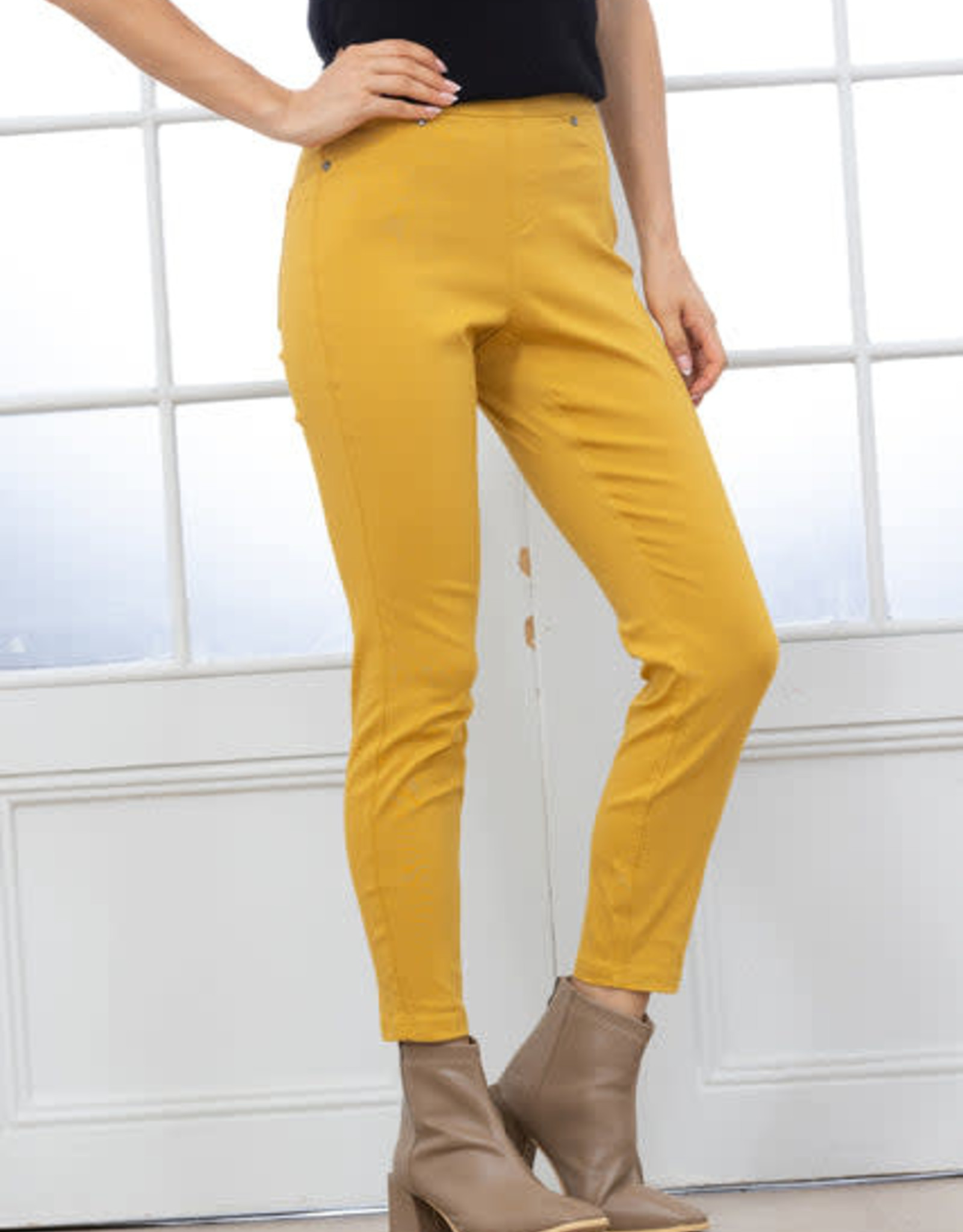 Go Colors Women Mustard Yellow Solid Ankle Length Slim Fit