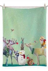 Greenbox Art Holiday - Snowman Wondrous Animals Cathy Walters Tea Towels