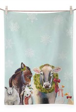 Greenbox Art Holiday - Festive Cow And Farm Tea Towels