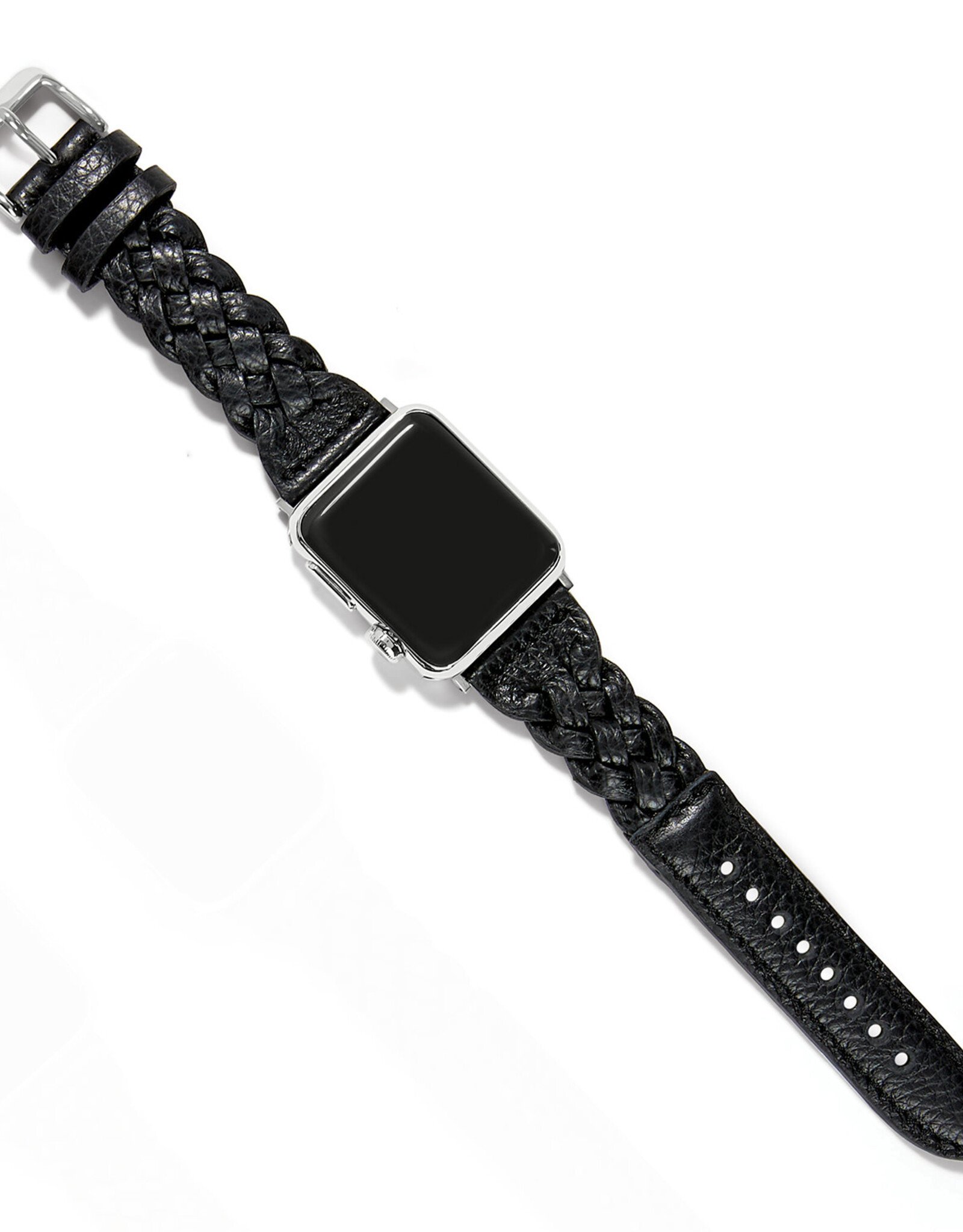 Black Leather Apple Watch Band Stars Strap Unisex Bracelet Silver