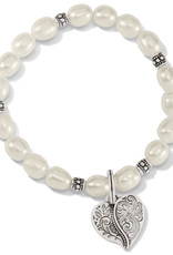 Brighton Ornate Heart Pearl Stretch Bracelet Silver-Pearl OS