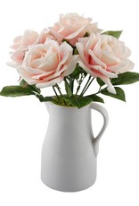 Flora Bunda Inc Roses in Ceramic Water Pot Pink 12" H