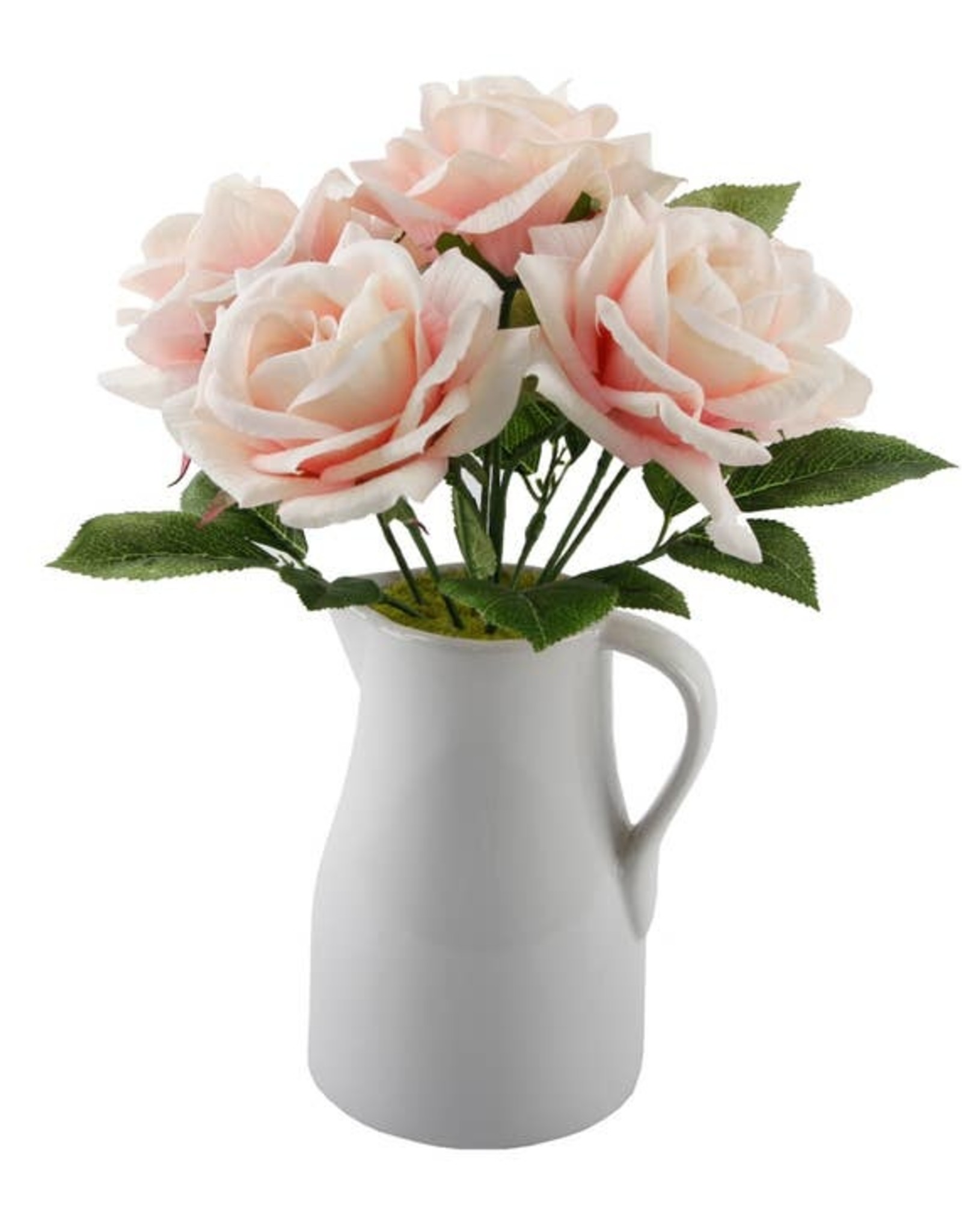 Flora Bunda Inc Roses in Ceramic Water Pot Pink 12" H