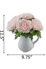 Flora Bunda Inc Pink Peony In Ceramic Pitcher 11.5" Tall