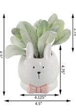 Flora Bunda Inc Lamb's Ear Ceramic Bunny With Pink Bow 4" Tall