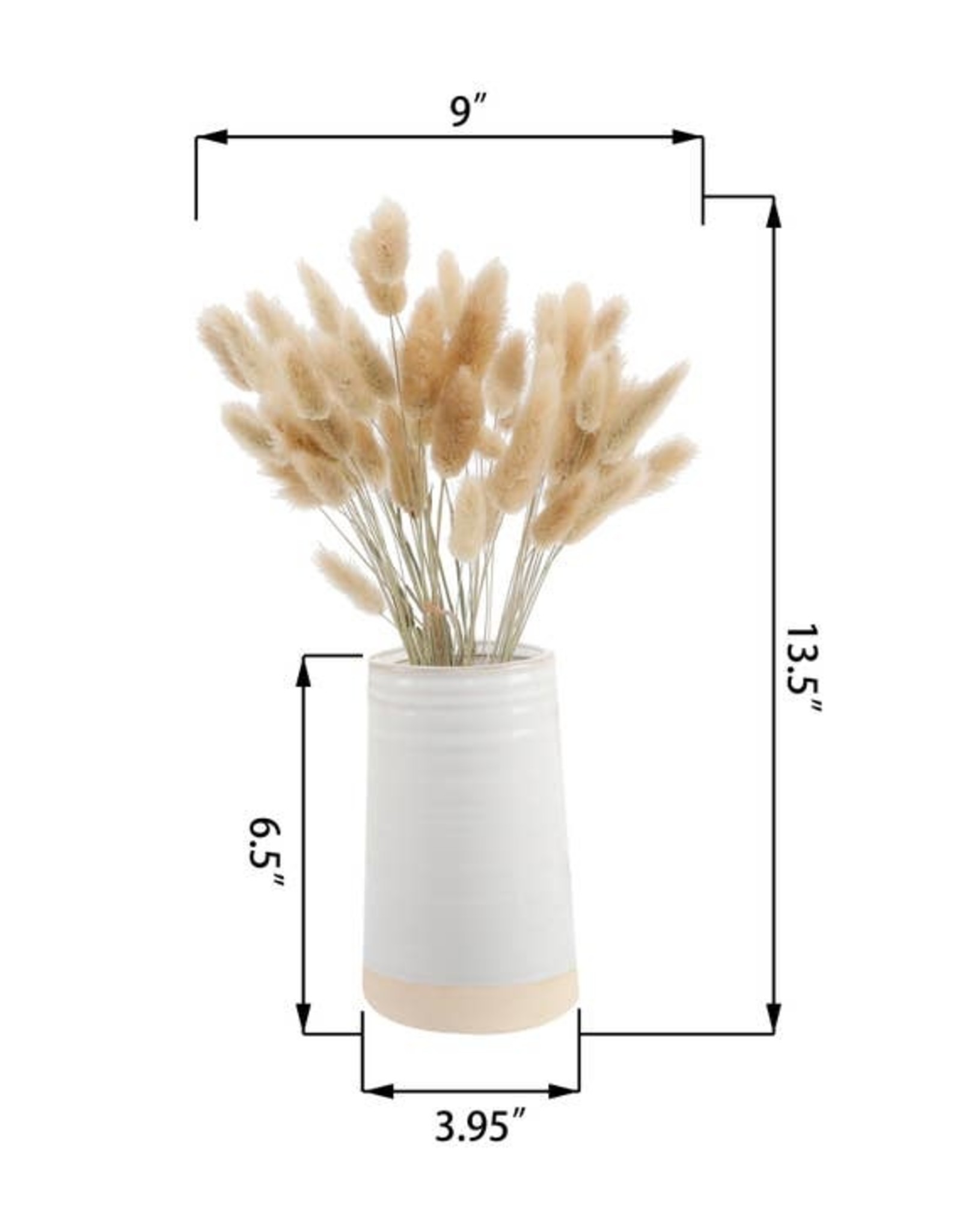 Bunny Tails In 6.25"H Ceramic Vase 14"H Total