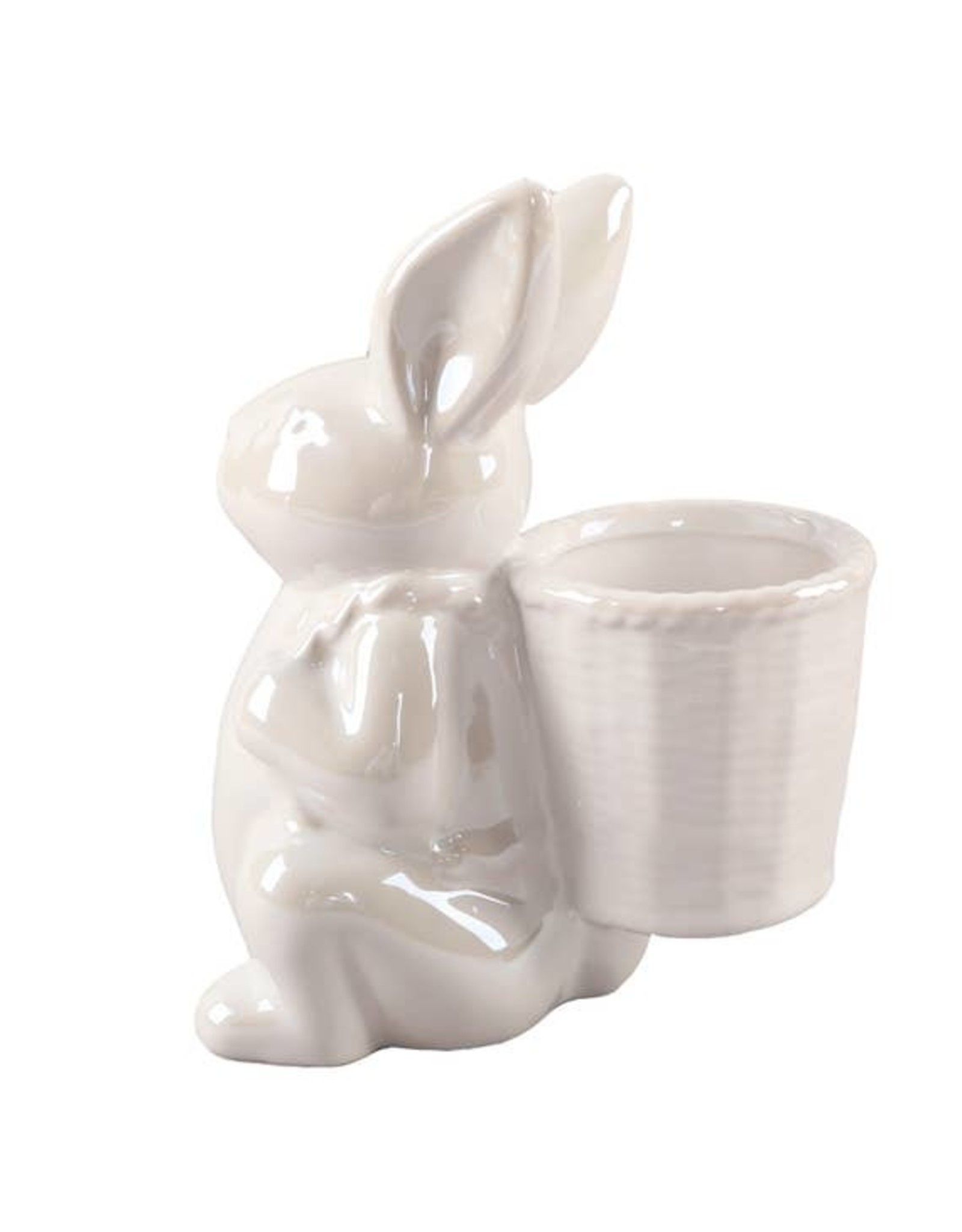 Flora Bunda Inc Ceramic Bunny Basket Vase 7" Tall