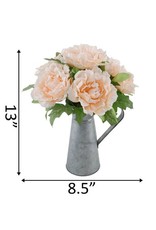 Tall Peach Peony In Tin 13" Tall