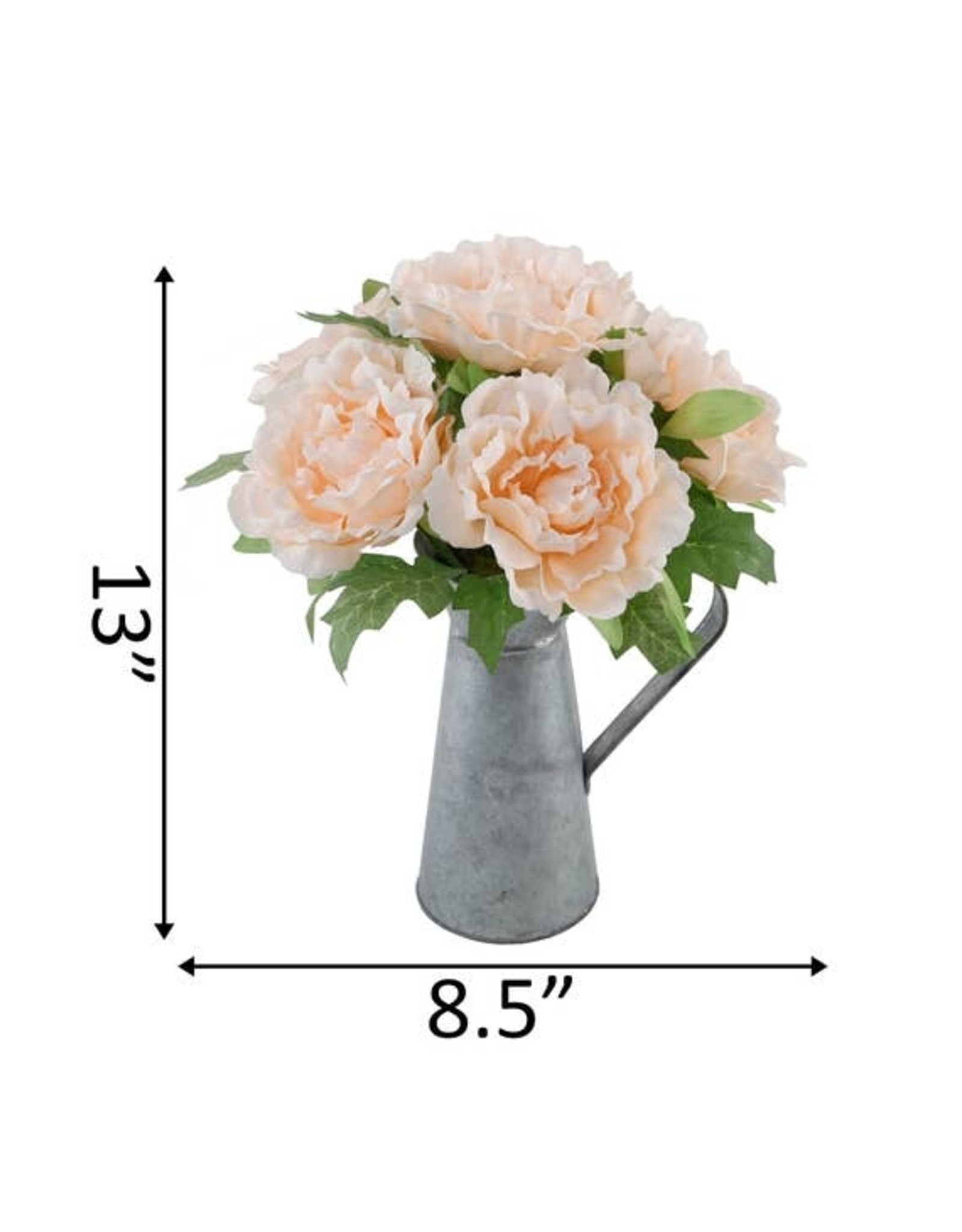 Tall Peach Peony In Tin 13" Tall