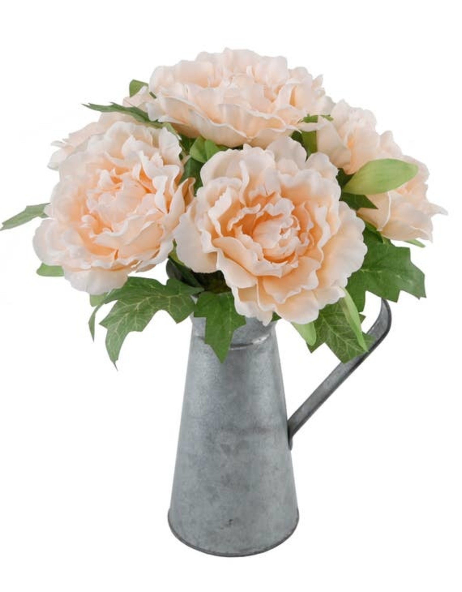 Tall Peach Peony In Tin 13" Tall
