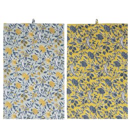 Creative Co-Op Cotton Tea Towels with Floral Patterns