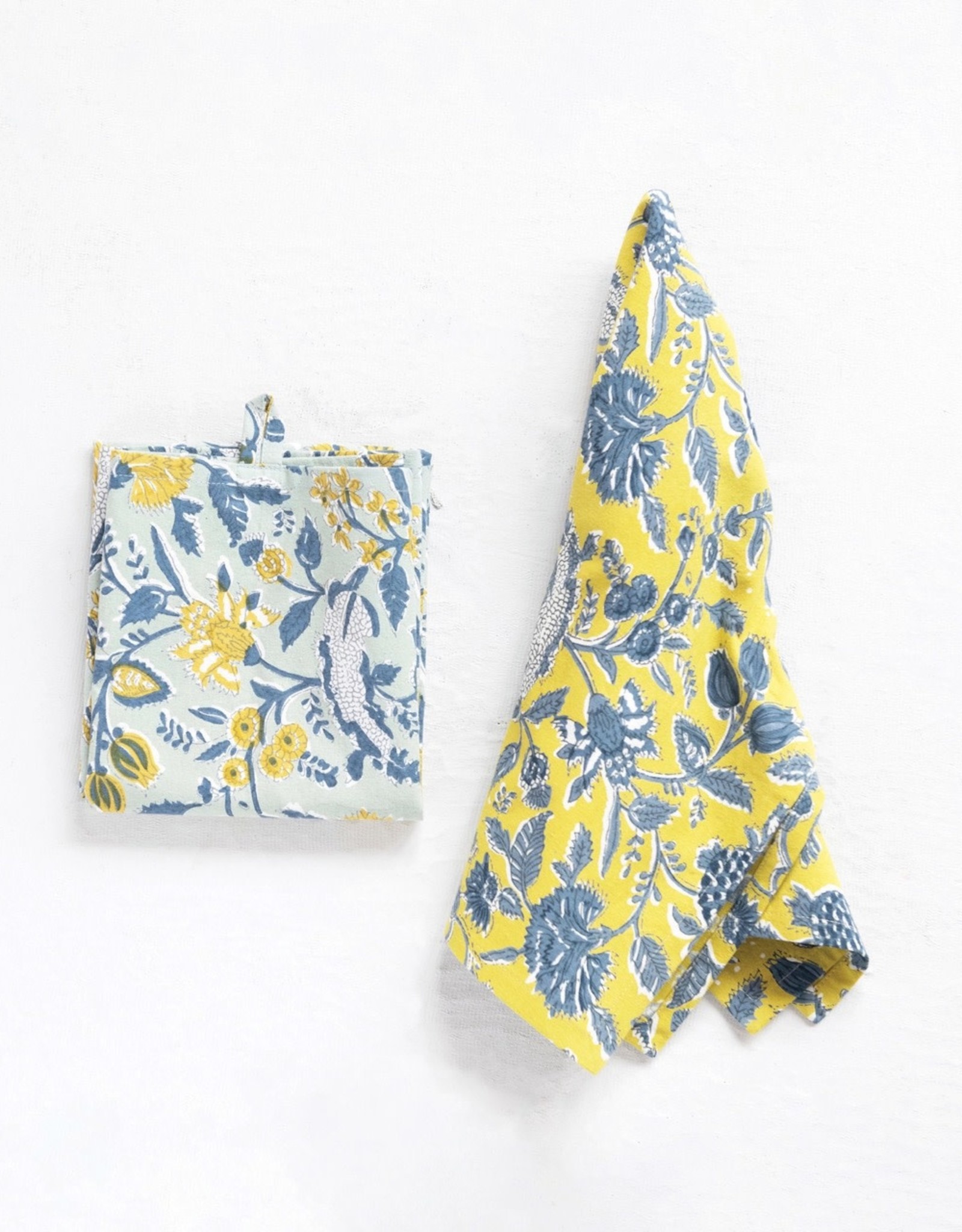 Creative Co-Op Cotton Tea Towels with Floral Patterns
