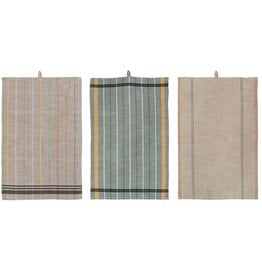 Creative Co-Op Woven Cotton Tea Towels with Stripes