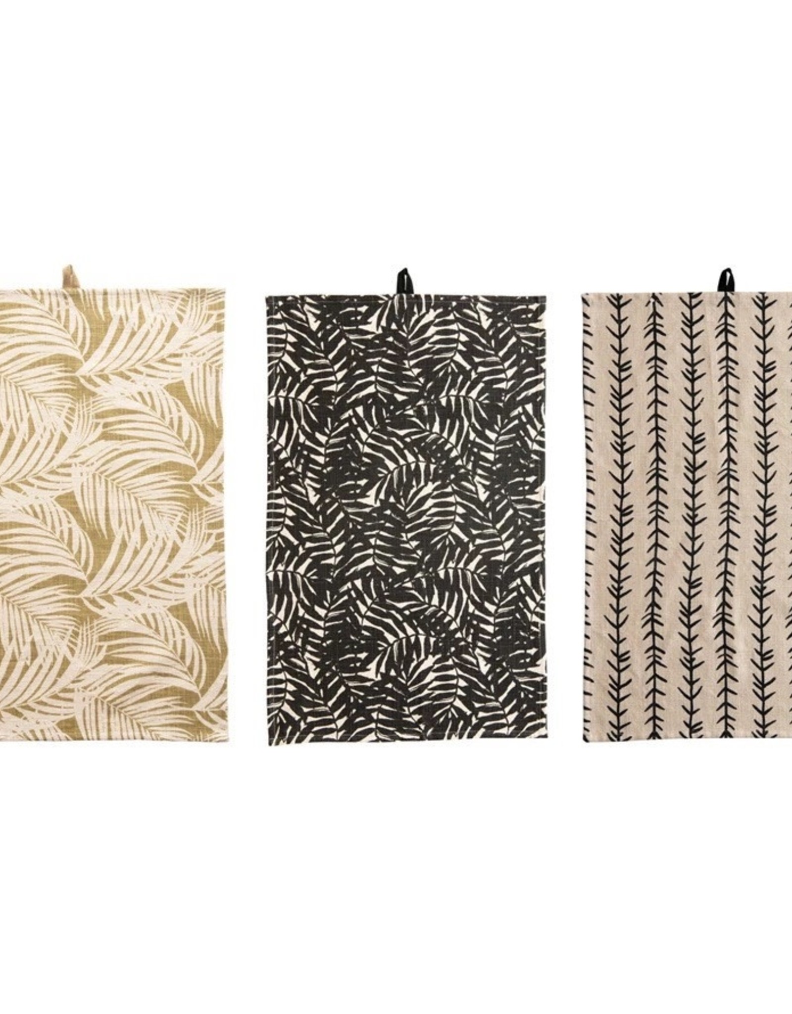 Creative Co-Op Cotton Printed Botanical Tea Towels Set of 3