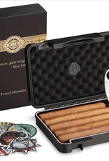 Travel Cigar Humidors Case Box with Cigar Accessories Cigar Cutter & Cigar Humidifier Portable Humidor for Cigars, 5 Counts Cigar