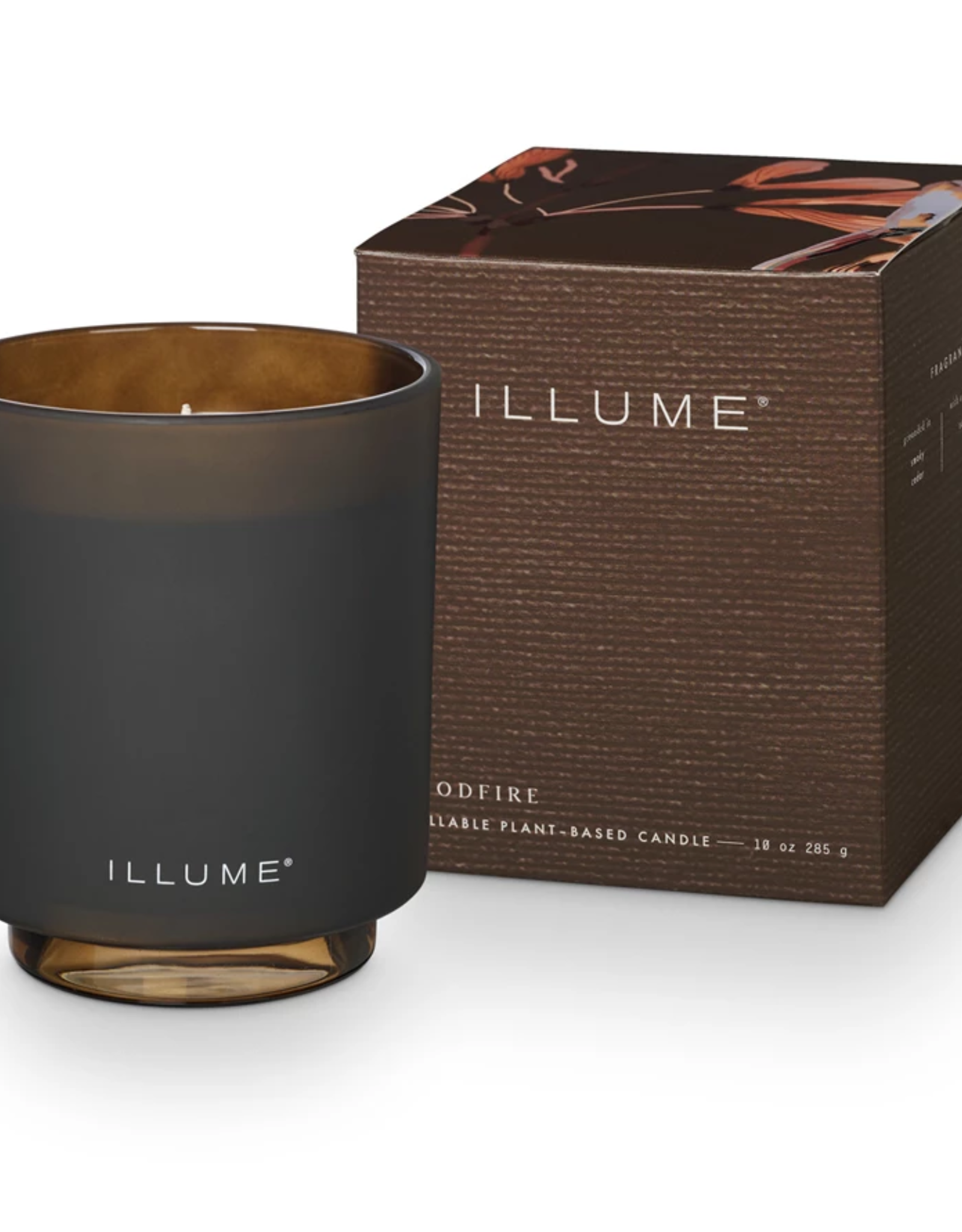 Illume Woodfire Refillable Boxed Glass Candle 10 oz