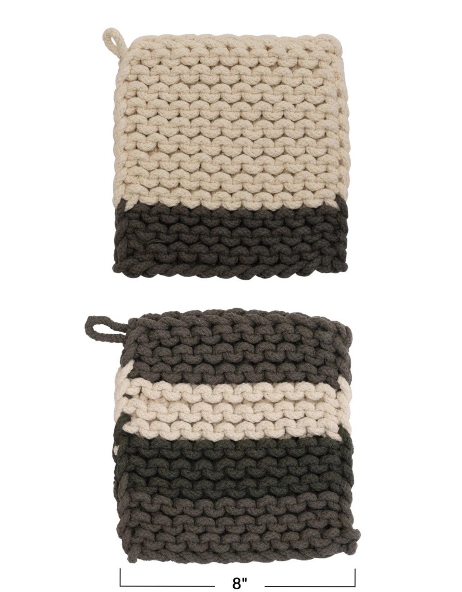 Cotton Crocheted Pot Holder, Dark Grey