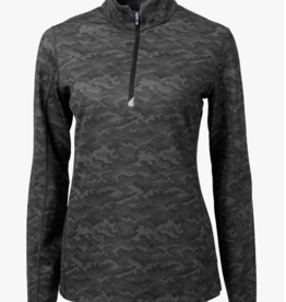 Cutter & Buck Traverse Camo Print Stretch Womens Quarter Zip