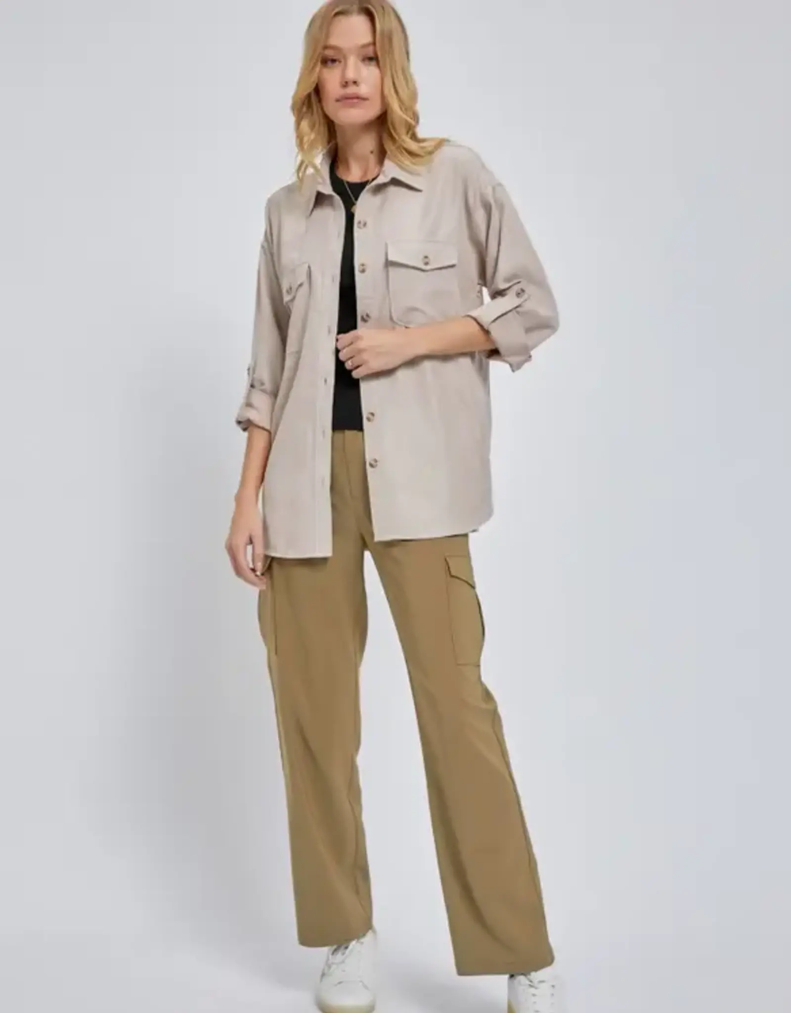 Faux Suede Button Down