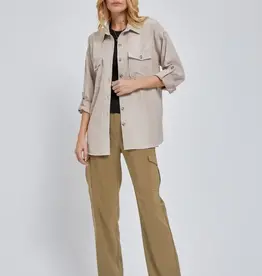 Faux Suede Button Down