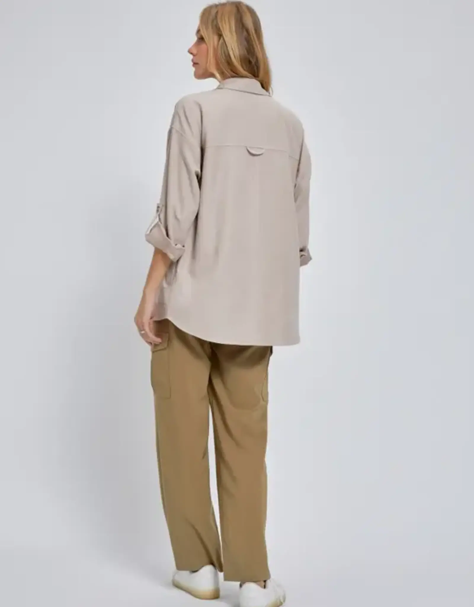 Faux Suede Button Down