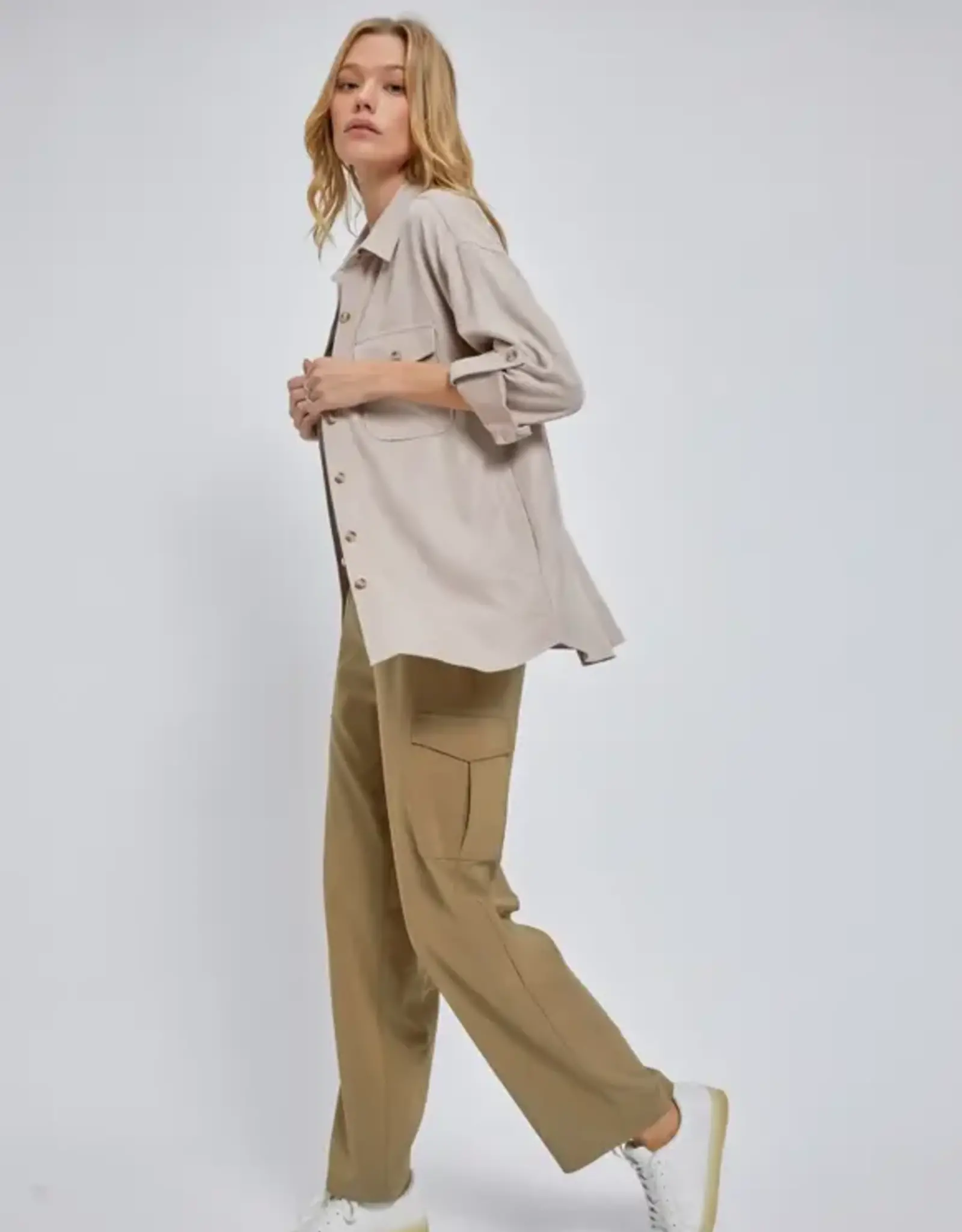 Faux Suede Button Down
