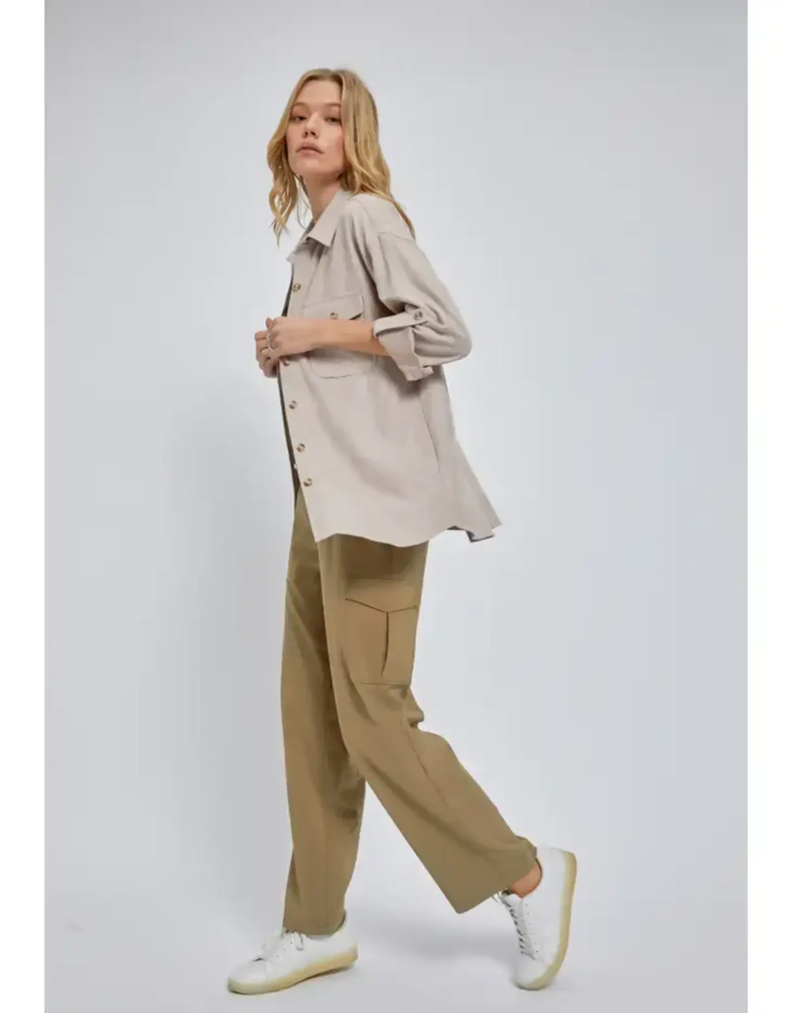 Faux Suede Button Down
