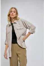 Faux Suede Button Down