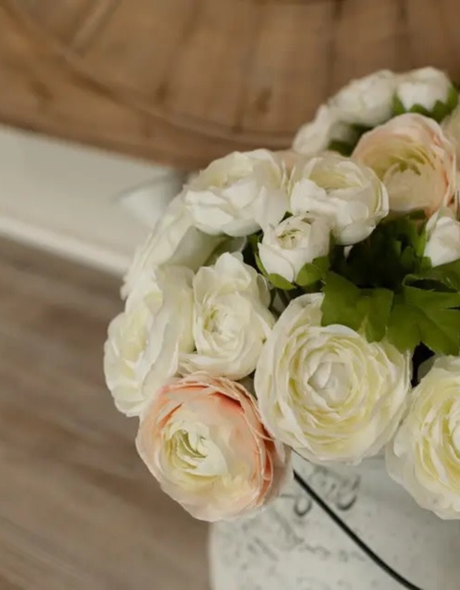White & Cream Ranunculus Bundle 13.5"