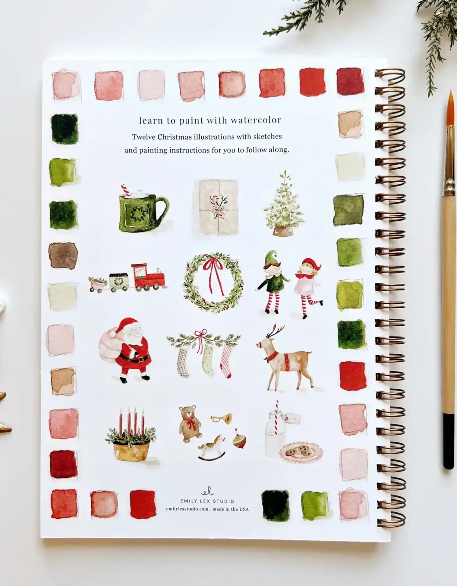 emily lex studio Christmas watercolor workbook
