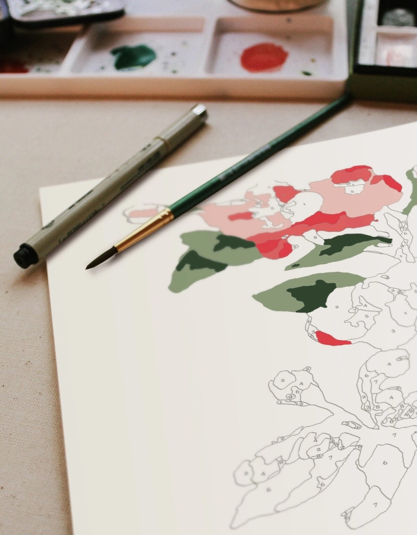 Crate & Paper Cherry Blossoms Paint-By-Numbers Kit