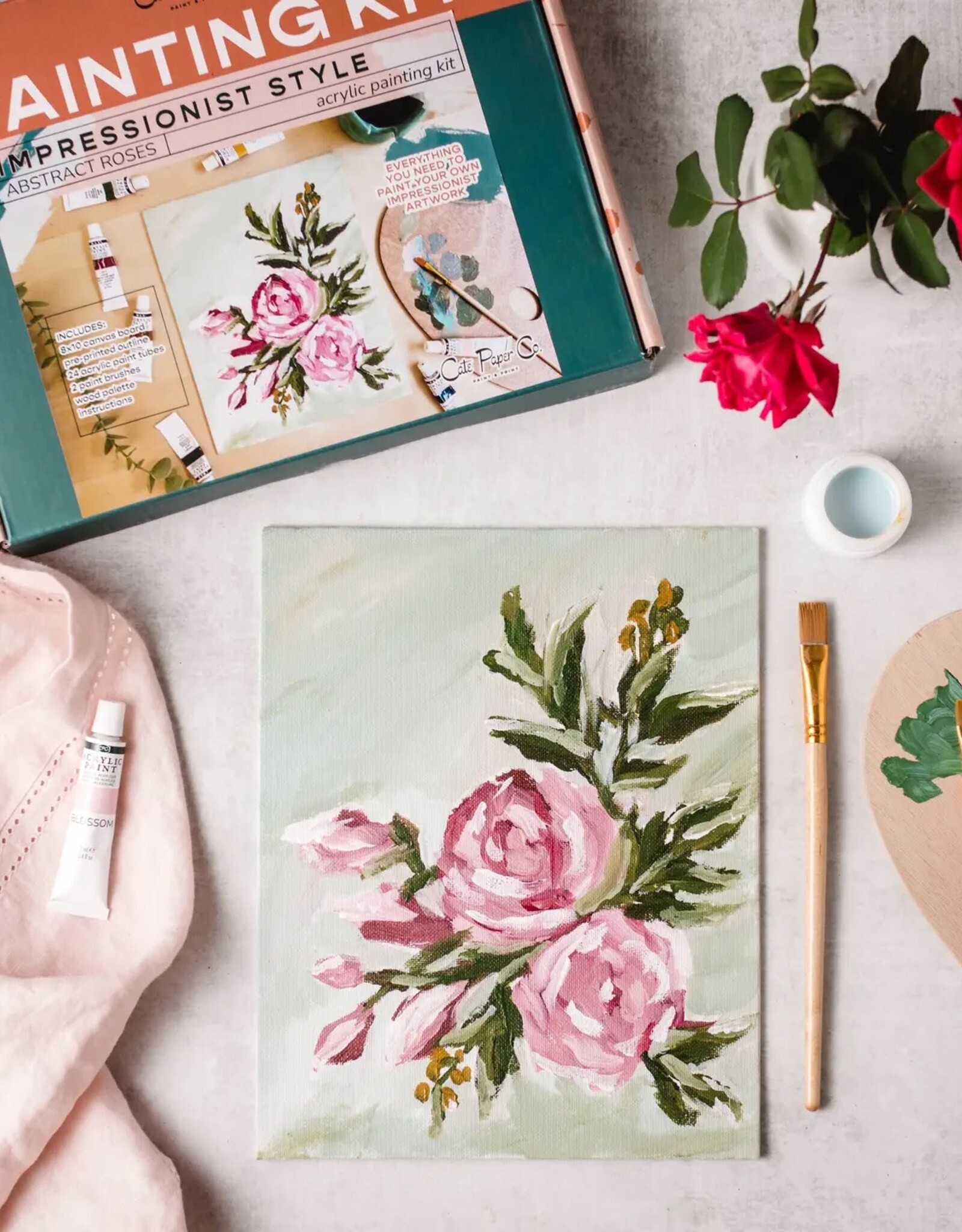 Crate & Paper Abstract Roses Painting Kit, Impressionist Painting Kit