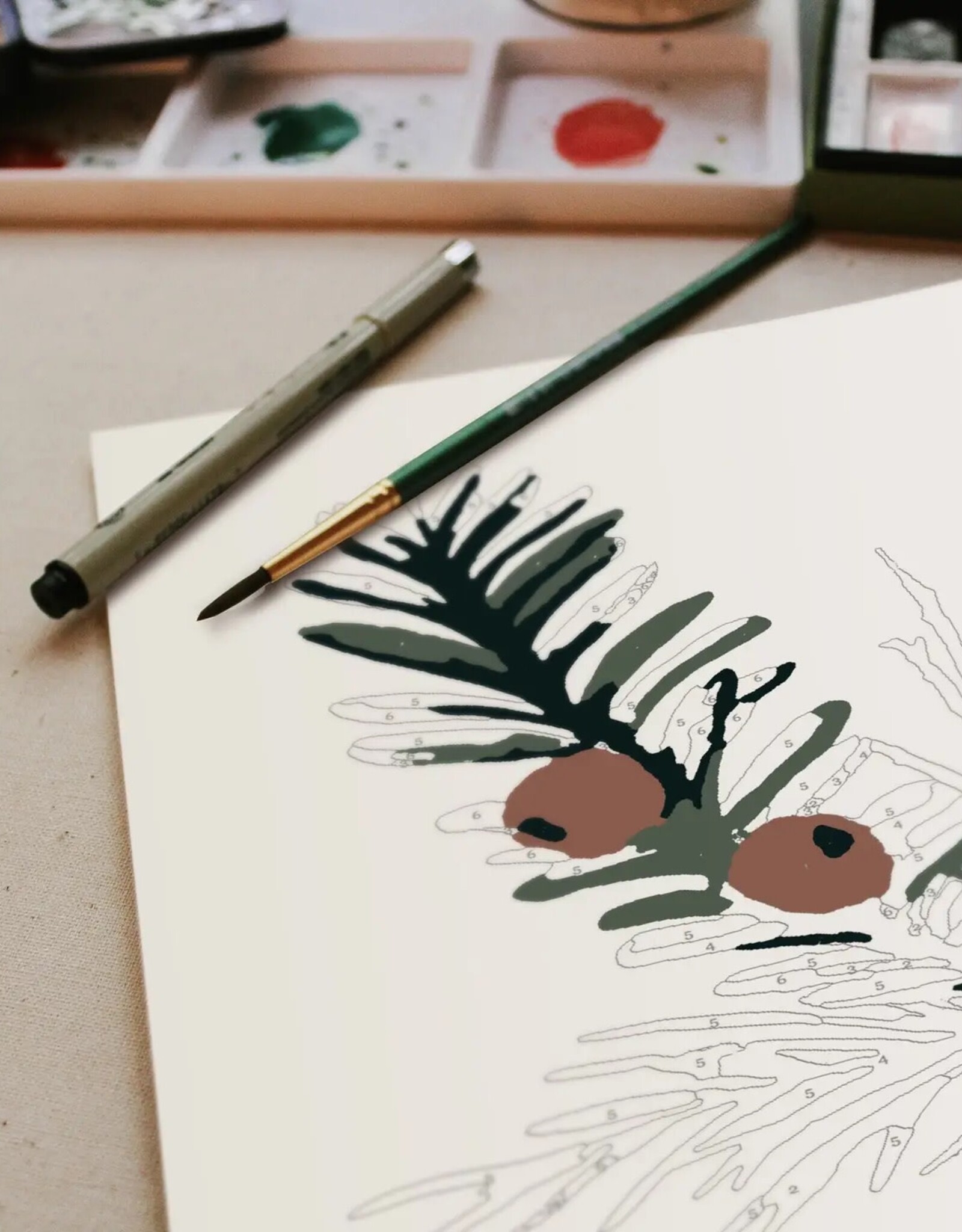 Crate & Paper Winter Greenery Paint-By-Numbers Kit