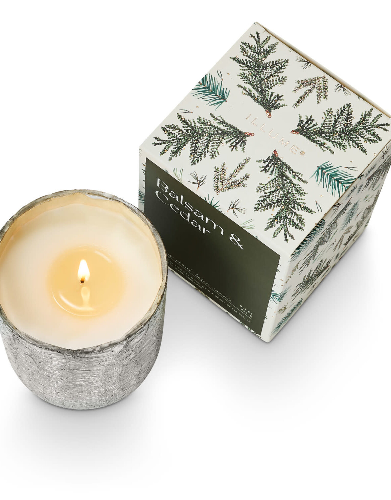 Illume Balsam & Cedar Crackle Small Glass Candle