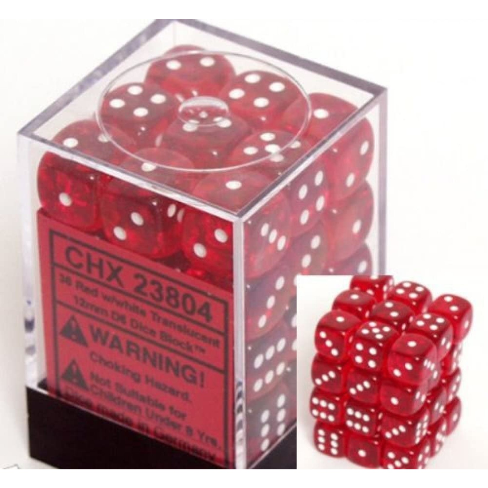 Red Translucent 12mm D6 Block (36)