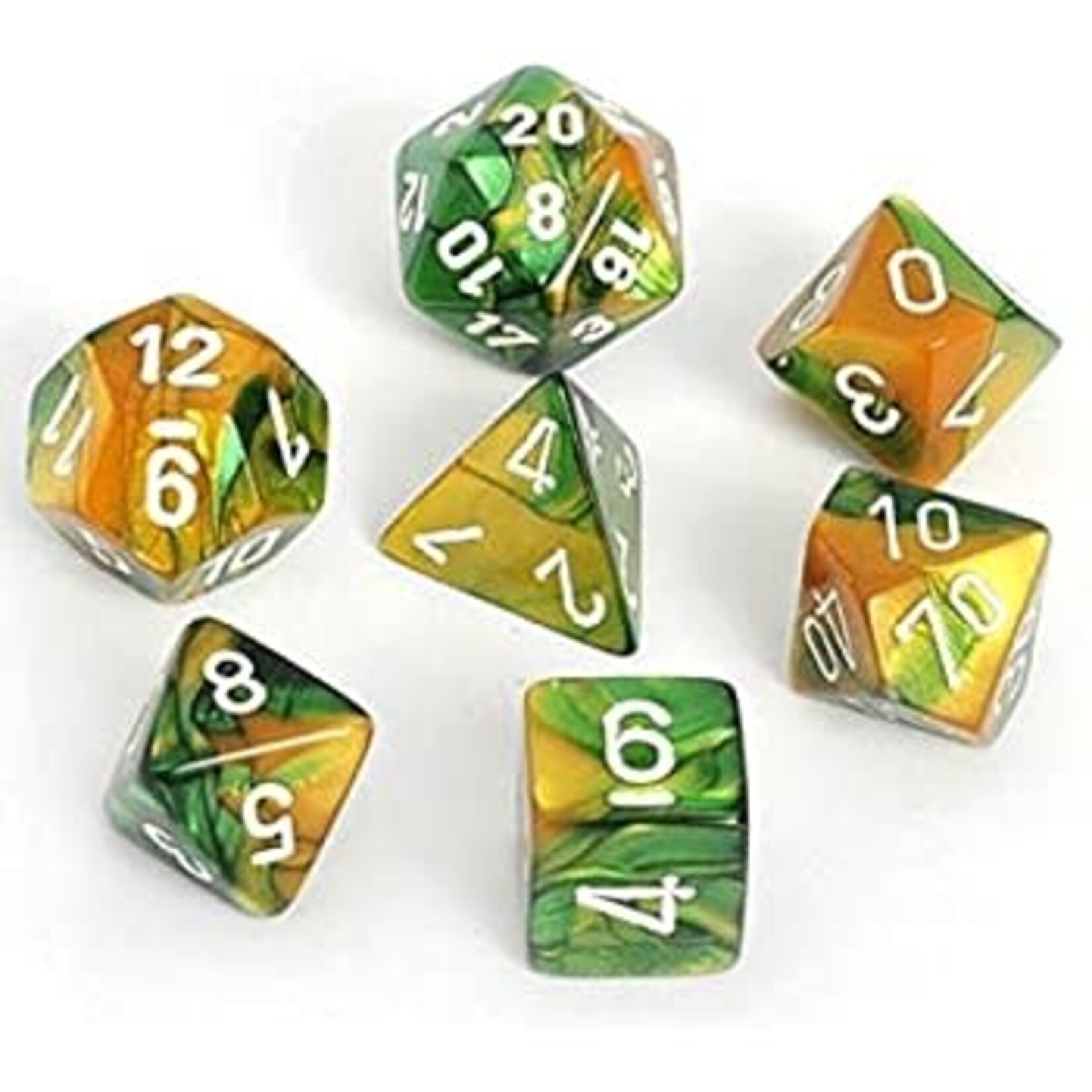 Gold Green Gemini Dice Set