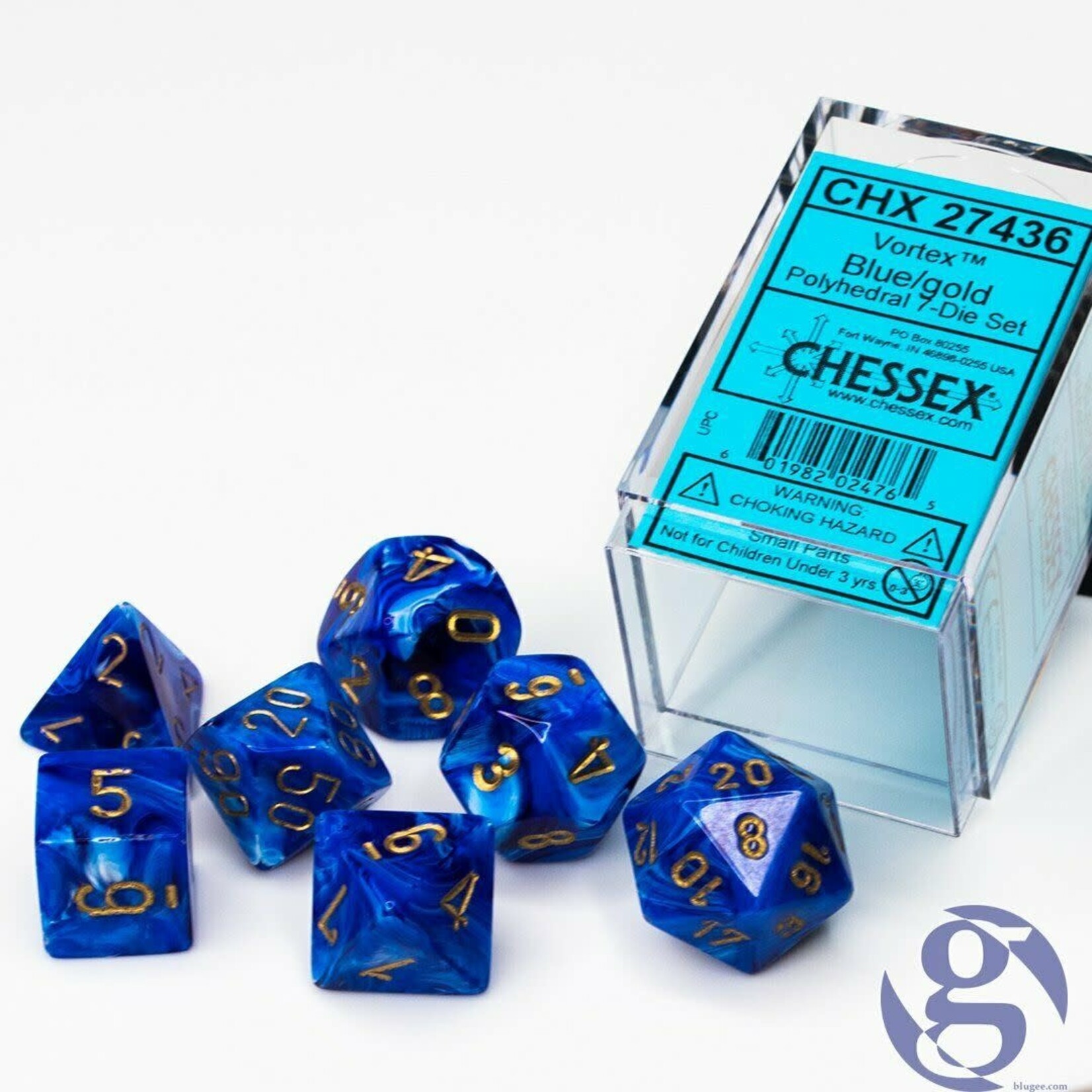 Blue Gold Vortex Dice Set