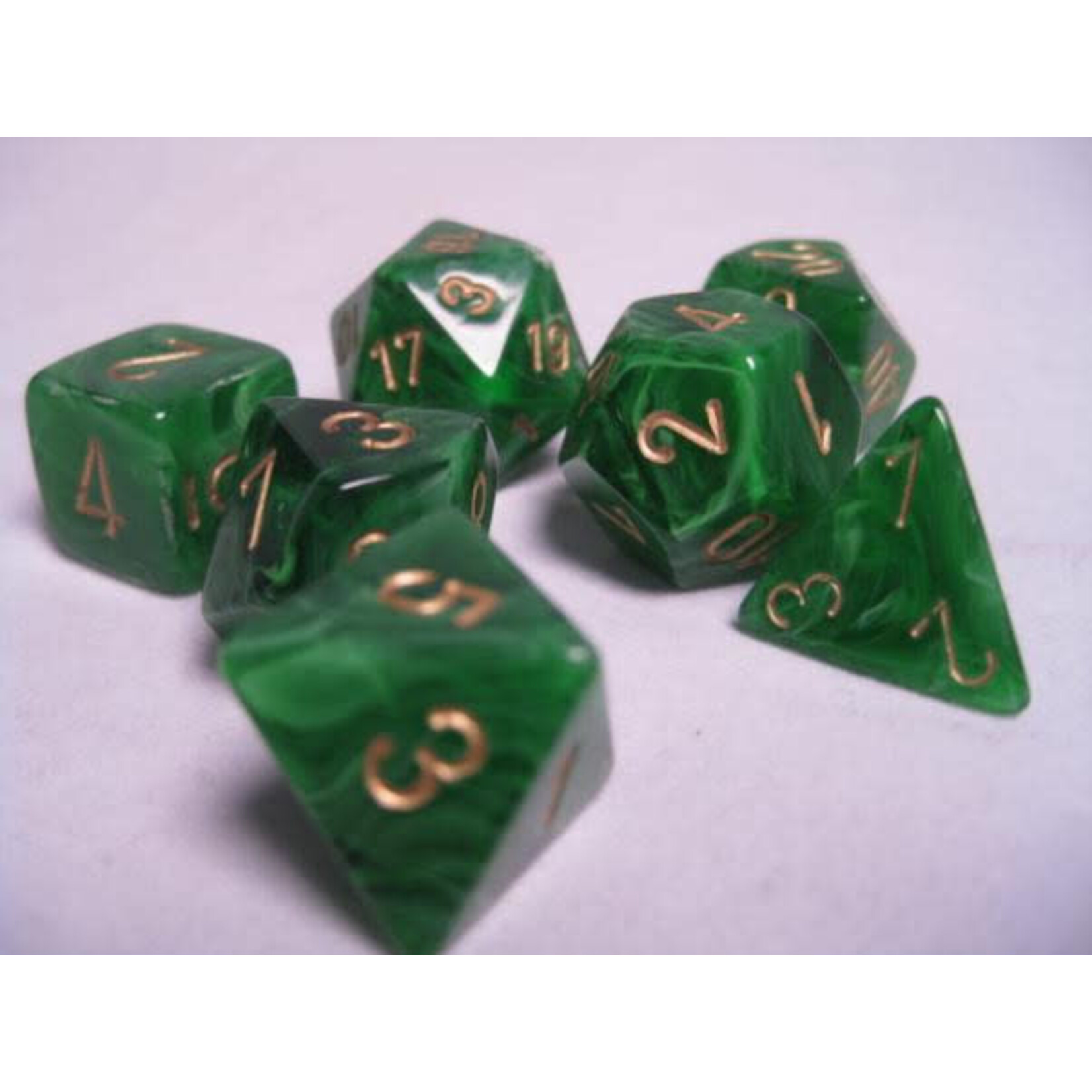 Green Gold Vortex Dice Set