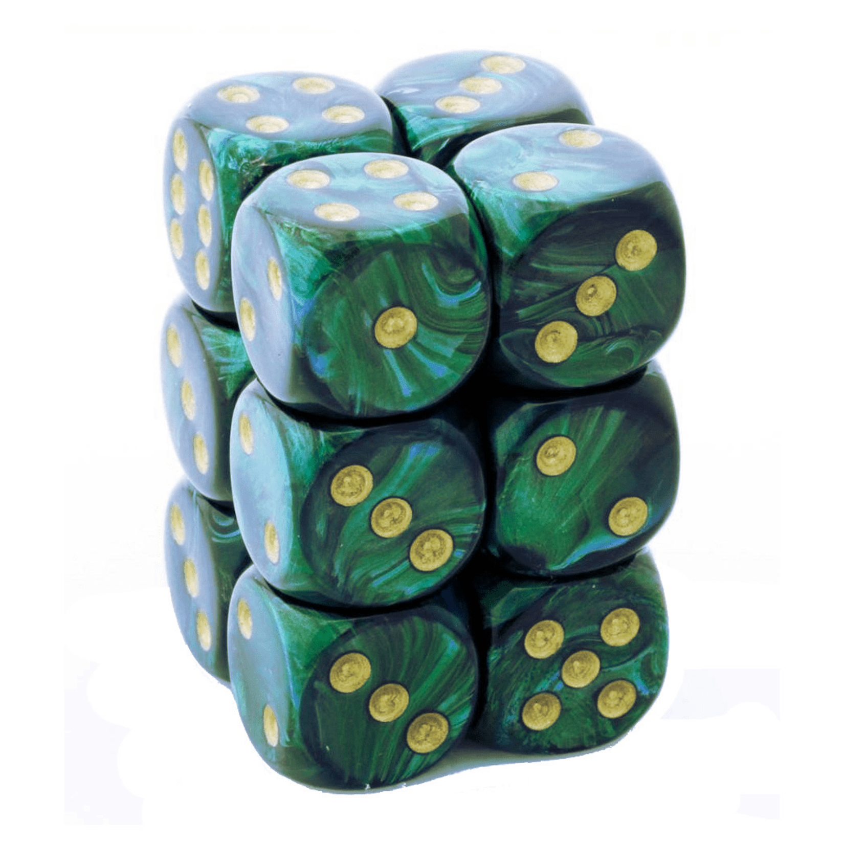 Jade Gold Scarab 16mm D6 Block (12)