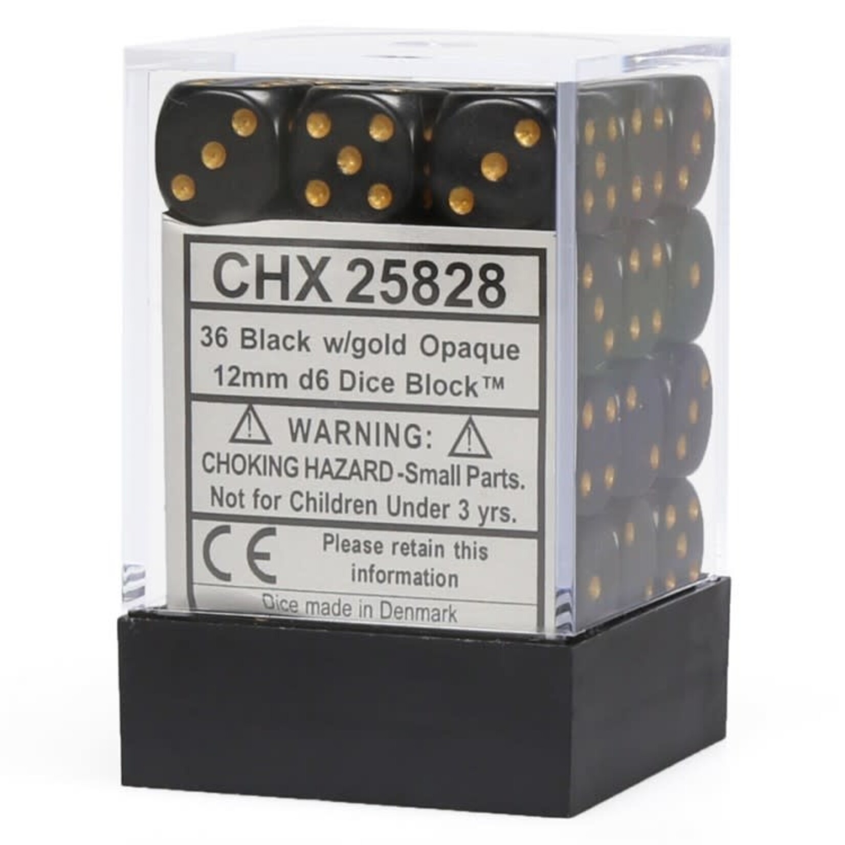Black Gold Opaque 12mm D6 Block (36)